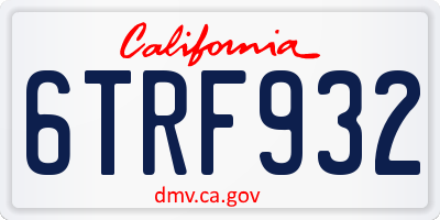 CA license plate 6TRF932