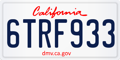 CA license plate 6TRF933