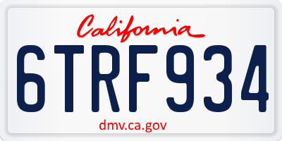 CA license plate 6TRF934