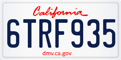 CA license plate 6TRF935