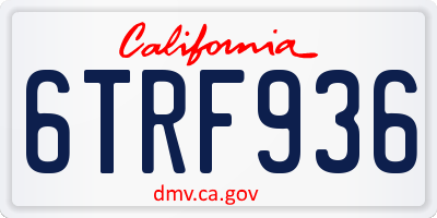 CA license plate 6TRF936