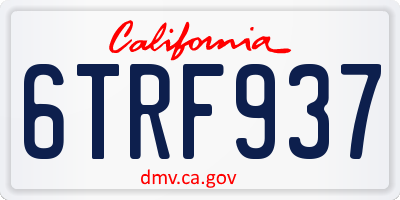 CA license plate 6TRF937
