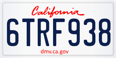 CA license plate 6TRF938