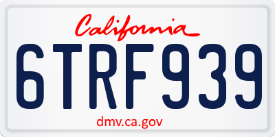 CA license plate 6TRF939