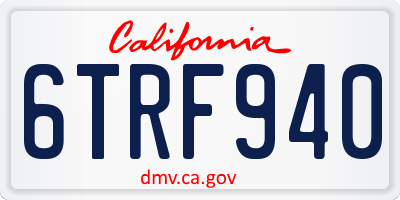 CA license plate 6TRF940