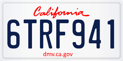 CA license plate 6TRF941