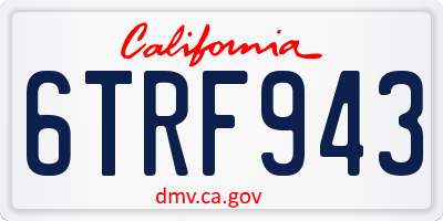 CA license plate 6TRF943