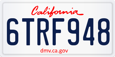 CA license plate 6TRF948