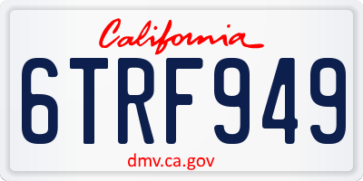 CA license plate 6TRF949