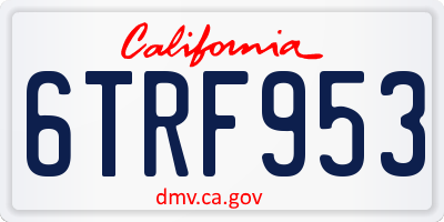 CA license plate 6TRF953