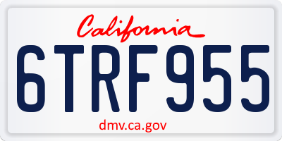CA license plate 6TRF955