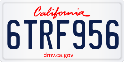 CA license plate 6TRF956