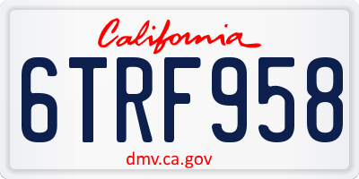 CA license plate 6TRF958