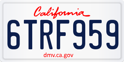 CA license plate 6TRF959