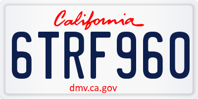 CA license plate 6TRF960