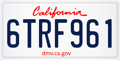 CA license plate 6TRF961