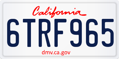 CA license plate 6TRF965