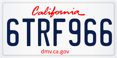 CA license plate 6TRF966