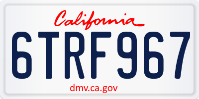 CA license plate 6TRF967