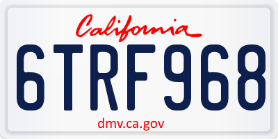 CA license plate 6TRF968