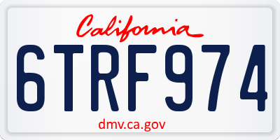 CA license plate 6TRF974
