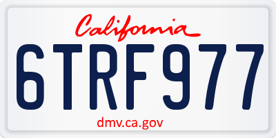 CA license plate 6TRF977