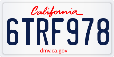 CA license plate 6TRF978