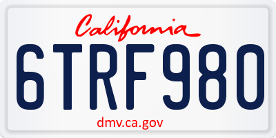 CA license plate 6TRF980
