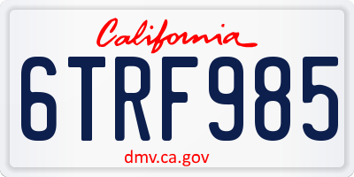 CA license plate 6TRF985