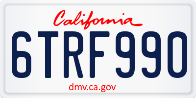 CA license plate 6TRF990