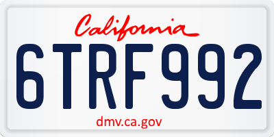 CA license plate 6TRF992