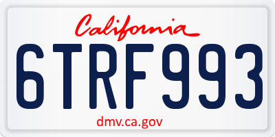 CA license plate 6TRF993