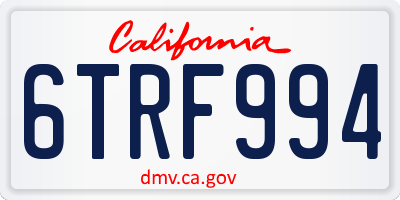CA license plate 6TRF994