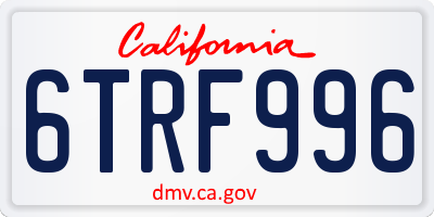 CA license plate 6TRF996