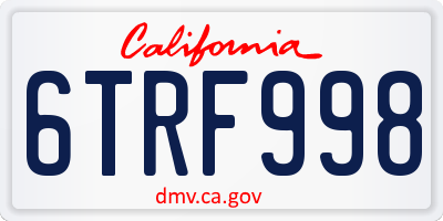 CA license plate 6TRF998