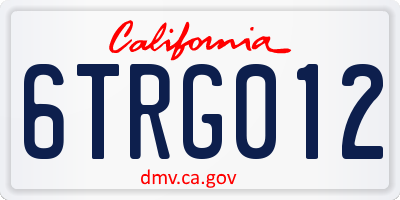 CA license plate 6TRG012