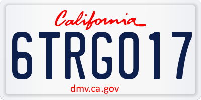 CA license plate 6TRG017