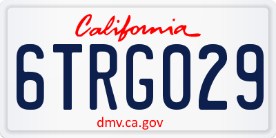 CA license plate 6TRG029