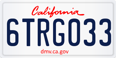 CA license plate 6TRG033