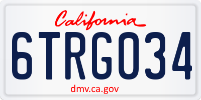 CA license plate 6TRG034
