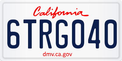 CA license plate 6TRG040