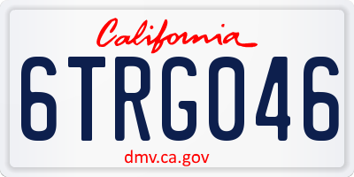CA license plate 6TRG046