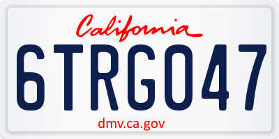 CA license plate 6TRG047