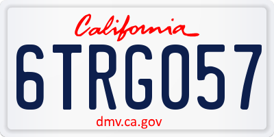 CA license plate 6TRG057