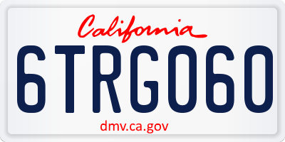 CA license plate 6TRG060