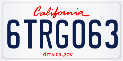 CA license plate 6TRG063