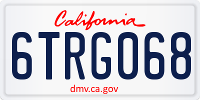 CA license plate 6TRG068