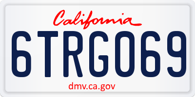 CA license plate 6TRG069