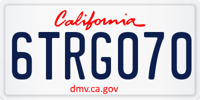 CA license plate 6TRG070