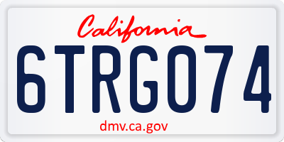 CA license plate 6TRG074